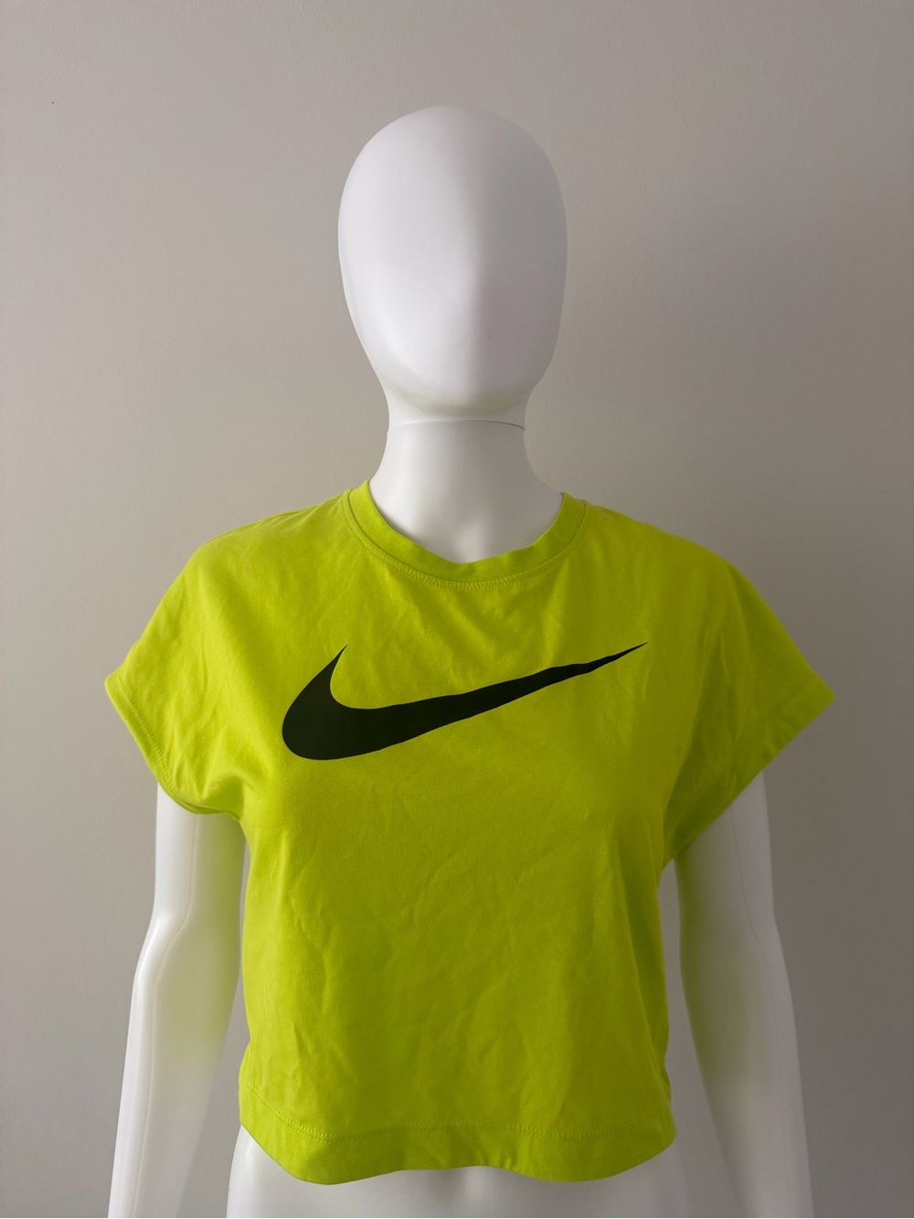 Nike Neon Green Cropped Tee with Black Swoosh